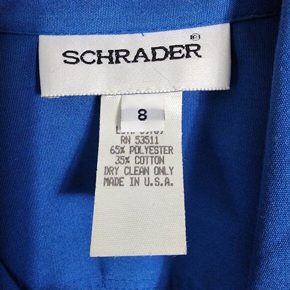 Vintage Office Retro Schrader Secretary Cargo Dress Button Up Belted 8 Blue - Picture 6 of 9